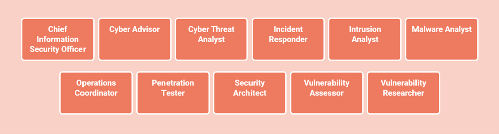 11 Cybersec Job Functions according to the CIISEC Framework